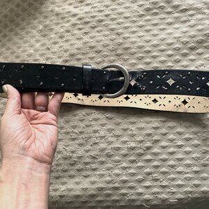 Madden Girl Black vegan leather belt with cut-out details size L